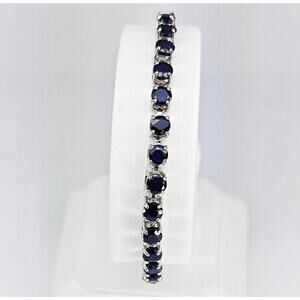 Adjustable Blue Sapphire and Sterling Silver Tennis Bracelet